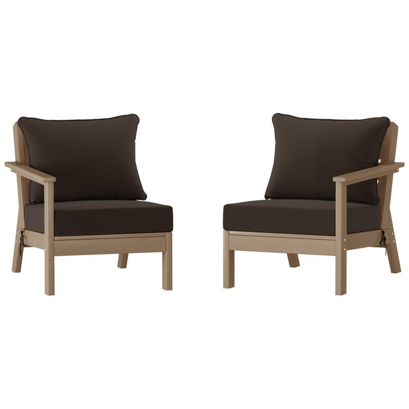 Polytrends Birchwood All Weather HDPE Outdoor Patio Deep Seating Weathered Wood Loveseat (2-Piece)
