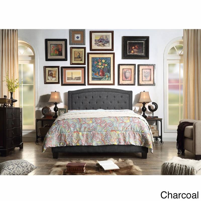 Moser Bay Home Aletheia Tufted Upholstered Bed, Solid Wood Platform Bed - Charcoal - King