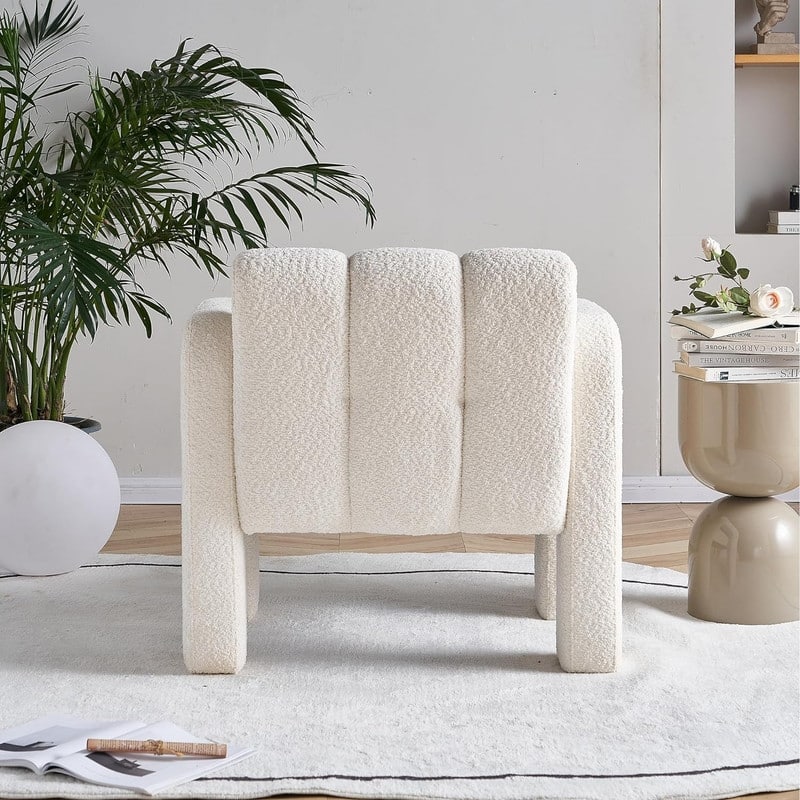 31.10" Wide Boucle Upholstered Accent Chair, Modern Comfy Single Lounge Armchair for Living Room, Bedroom, Apartment