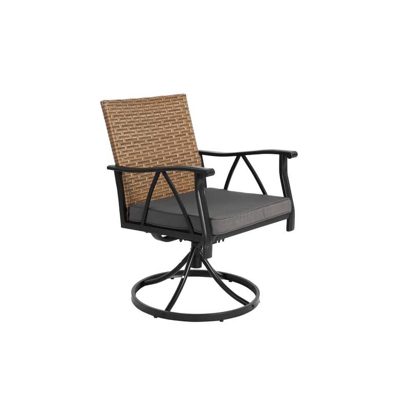 5-Piece Outdoor Dining Set with Swivel Rocker Chairs, Steel Table & 4 Removable Cushions