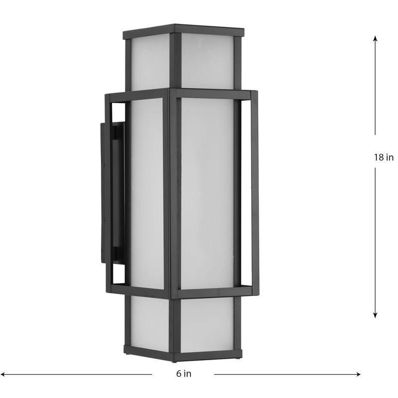 Unison Collection Two-Light Matte Black Etched Seeded Glass Contemporary Wall Lantern - 6 in x 7.62 in x 18 in
