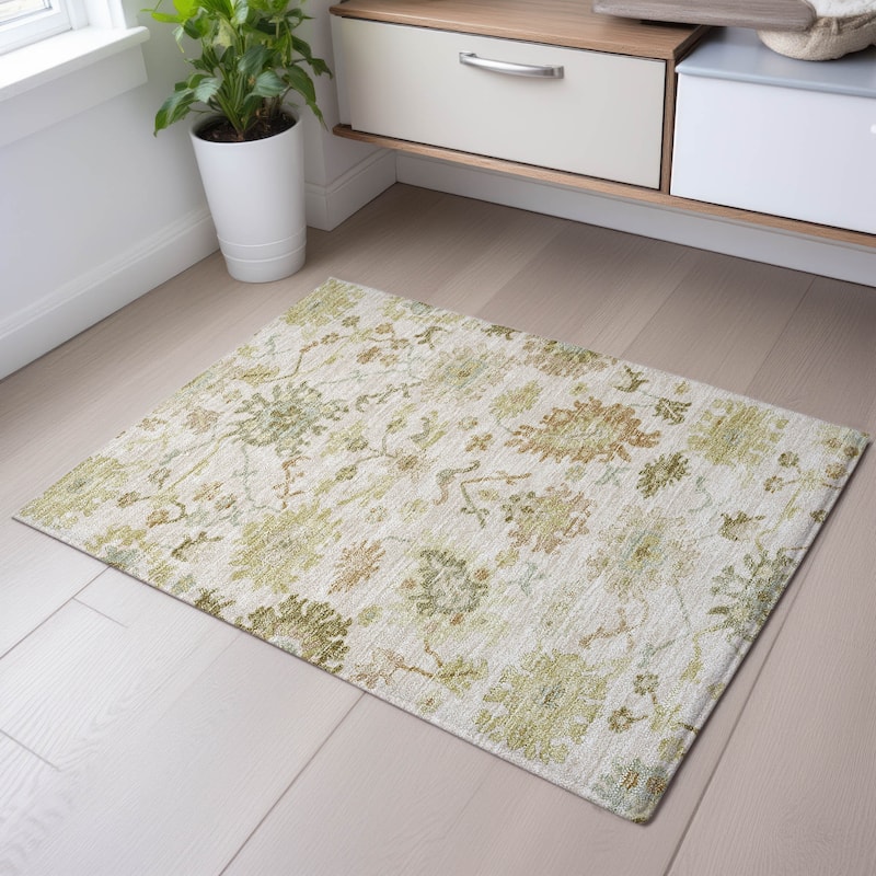 Premium Washable Super Soft Traditional Persian Mayfield Rug - Ivory - 1'8" x 2'6"