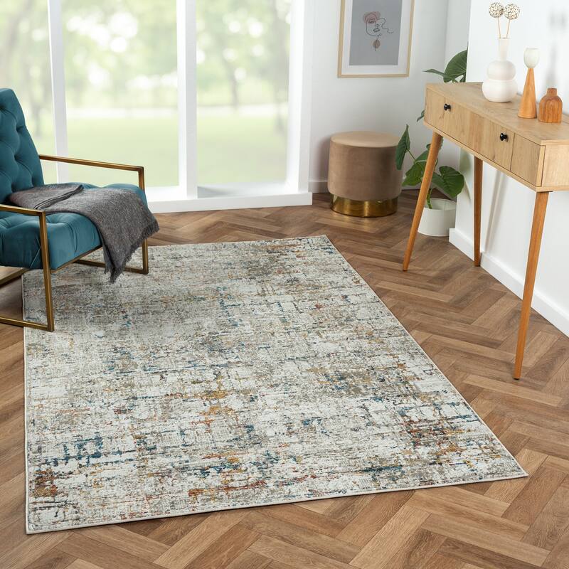 Bailey Transitional Geometric Gray/BeigePerformance Indoor Area Rug by Sevita - 5' x 7'11"