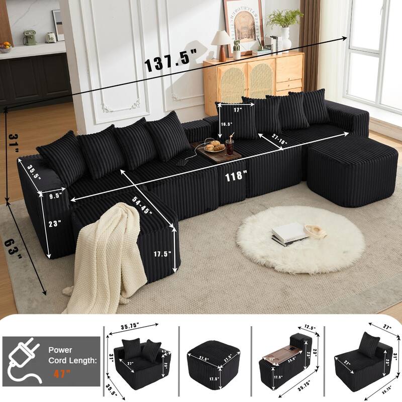 137.5" Oversize Movable Modular Sofa