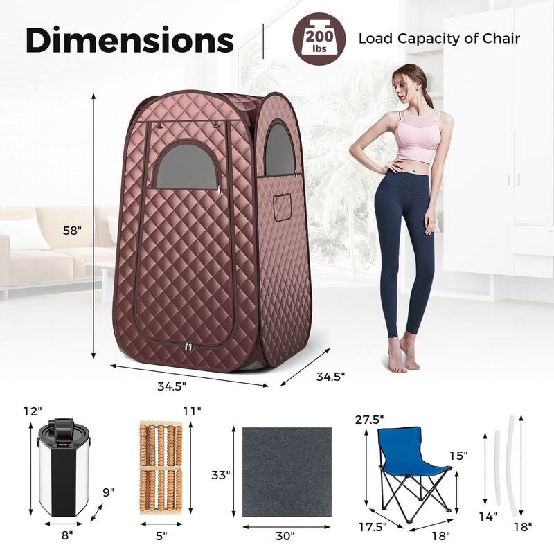 Gymax Portable Home Sauna Full Body Steam Sauna Tent w/ 3L Steam