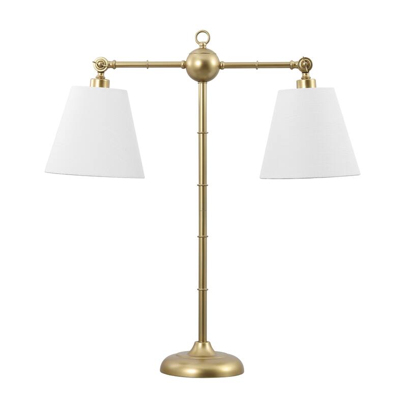 Joyce 31" 2-Light Library Metal LED Table Lamp, Gold Leaf by JONATHAN Y