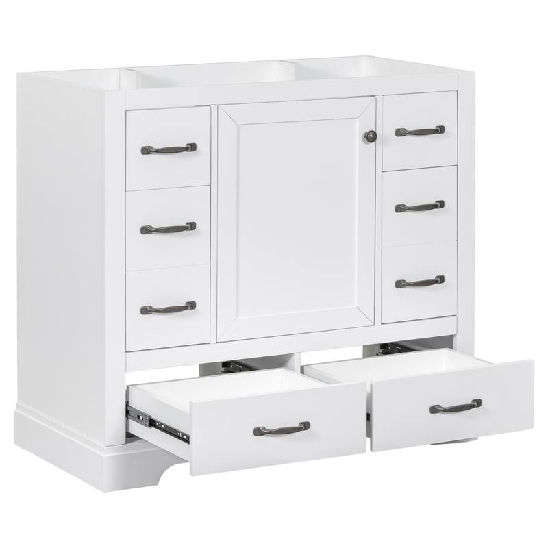 Modern 36 inch Bathroom Vanity Base without Sink, Bathroom Storage Cabinet with 6 Drawers and Adjustable Shelf