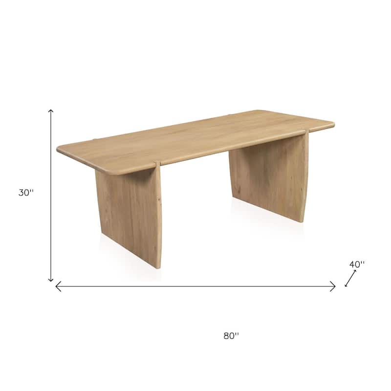 HomeRoots 80" Natural Wood Double Pedestal Base Dining Table - 80.00 in. x 30.00 in. x 40.00 in.