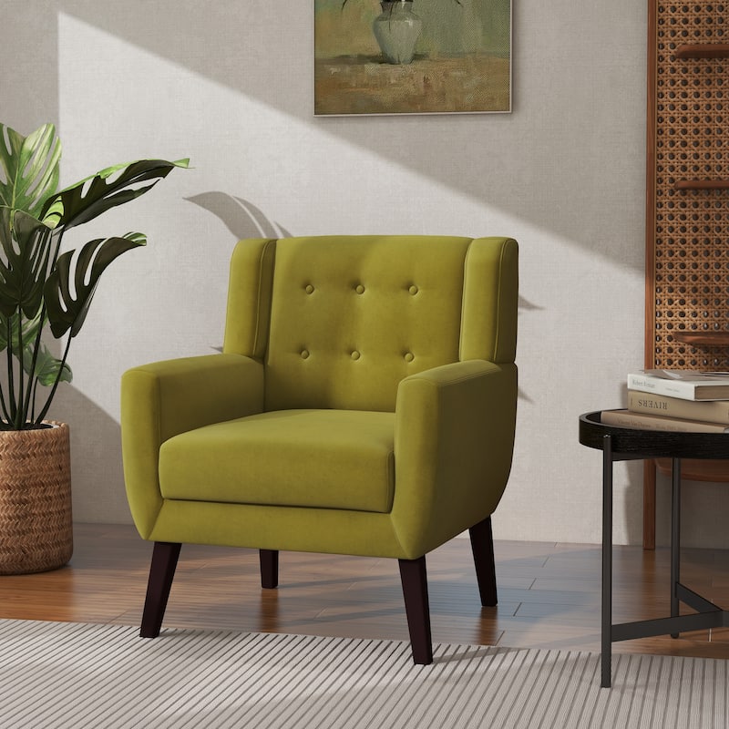 Modern Accent Chair Velvet Armchair - 28.9"W x 35.1"H x 29.5"D - Green Velvet