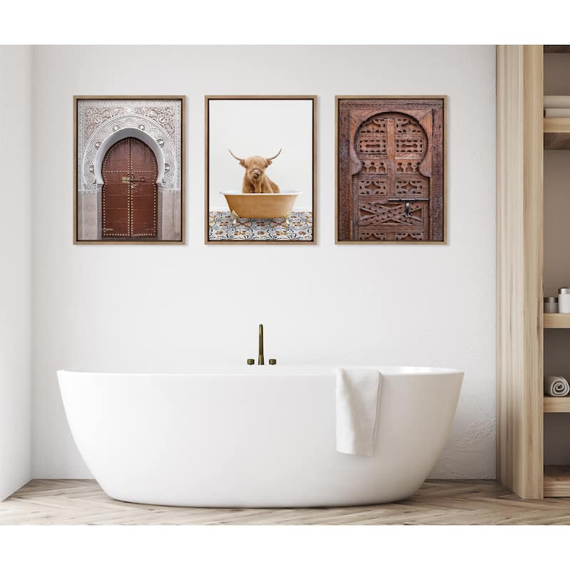 Kate and Laurel Sylvie Cow Mediterranean Bath Canvas by Amy Peterson