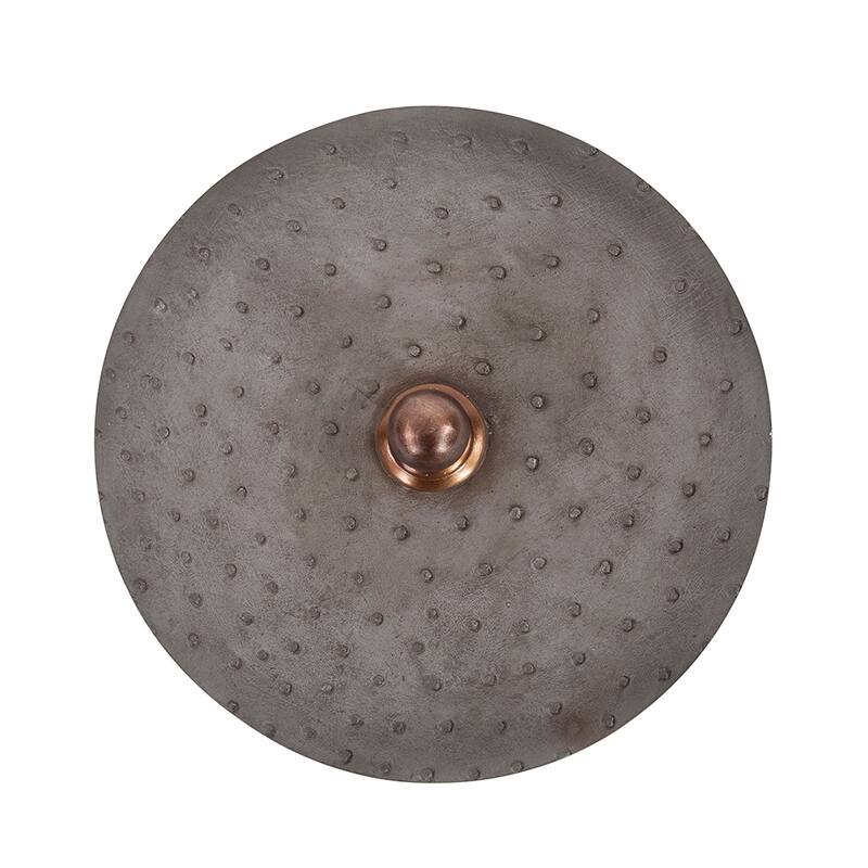 Allan Andrews Round Gray Faux Ostrich Skin Decorative Box, Large - 5H x 8W x 8D