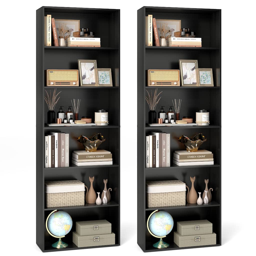Gymax 2PCS 70'' all 6-Tier Bookcase w/ 6 Open Shelves Anti-Toppling