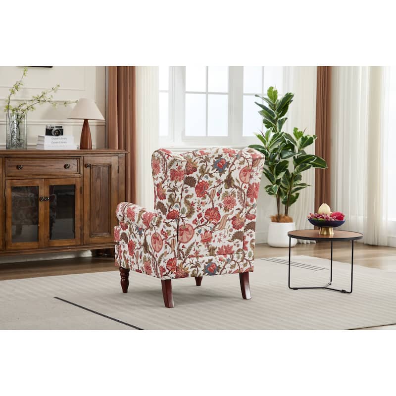 Accent Chair Side Chair Reception Chair with Wood Legs, Single Sofa Chair Leisure Chair Red Office Chair