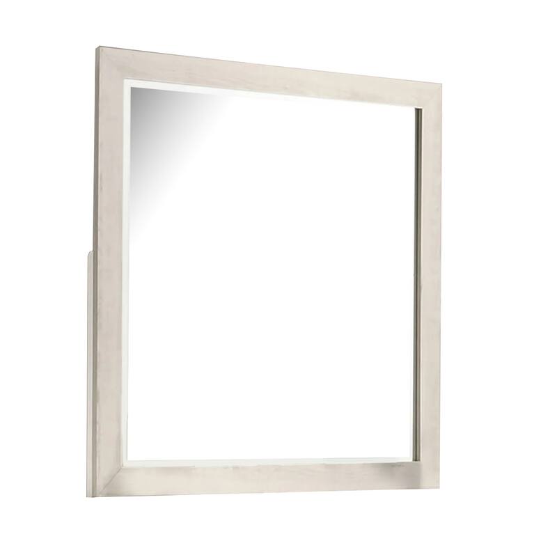 Hyao Dresser Mirror, White Wash Veneer, 38 Inch Square Frame - White Wash