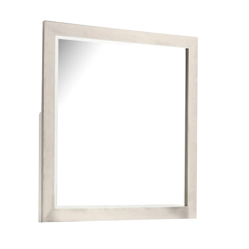 Hyao Dresser Mirror, White Wash Veneer, 38 Inch Square Frame - White Wash