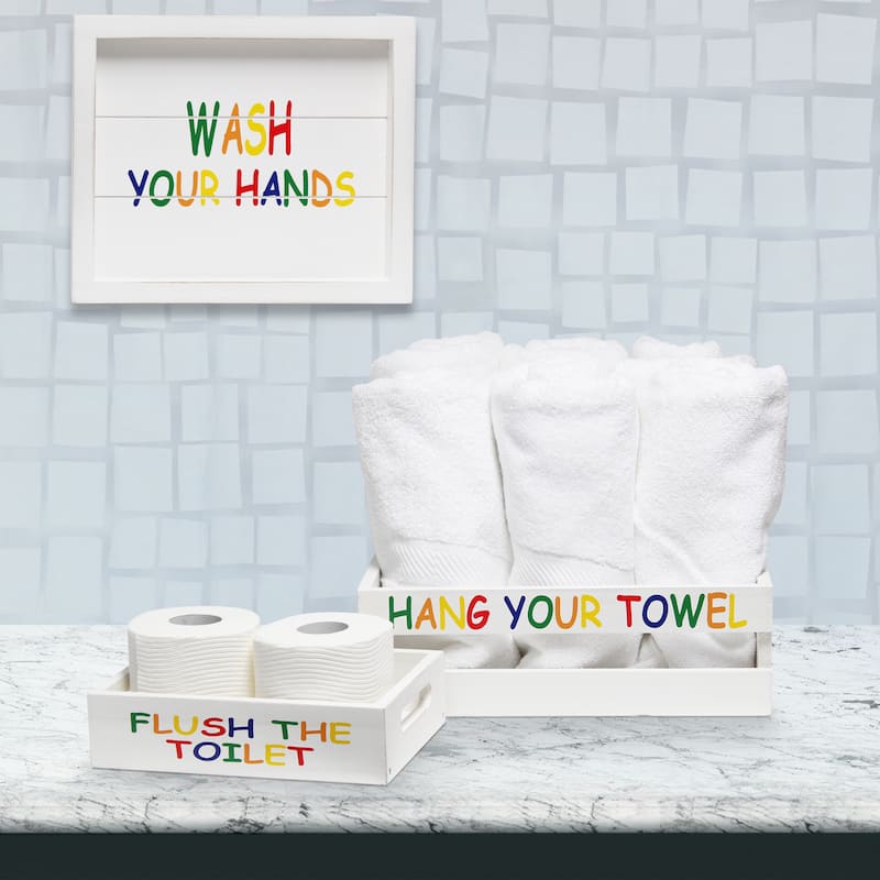 Elegant Designs Three Piece Decorative Wood Bathroom Set