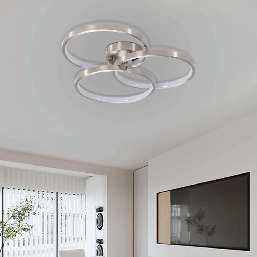 Contemporary Three-Ring Semi-Flush Mount Ceiling Lamp