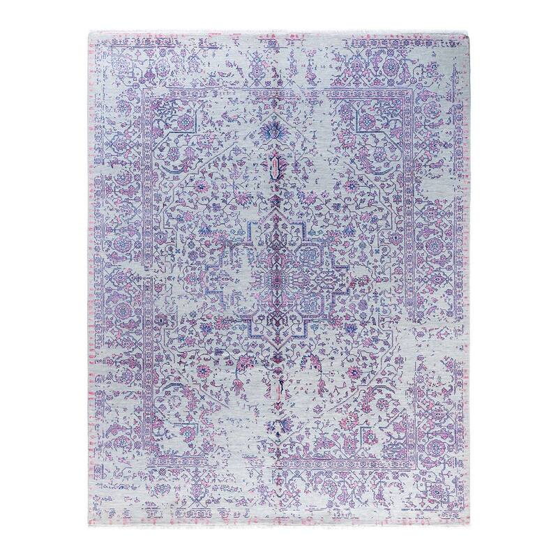 Ikat One-of-a-Kind Hand-Knotted Area Rug - Gray, 8' 1" x 10' 4" - 8' 1" x 10' 4"