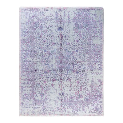 Ikat One-of-a-Kind Hand-Knotted Area Rug - Gray, 8' 1" x 10' 4" - 8' 1" x 10' 4"