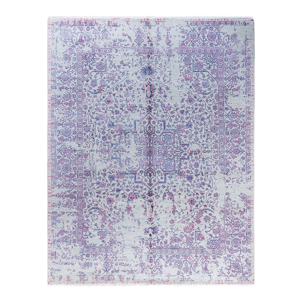 Ikat One-of-a-Kind Hand-Knotted Area Rug - Gray, 8' 1" x 10' 4" - 8' 1" x 10' 4"