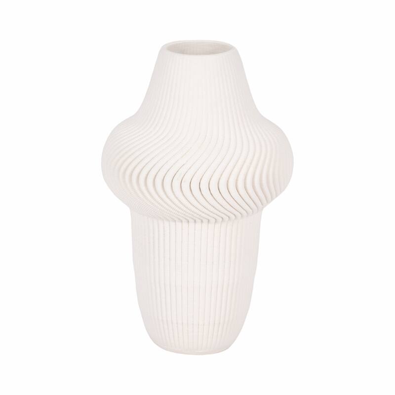 Porcelain Ribbed 3D Printed Vase - Ivory/Beige