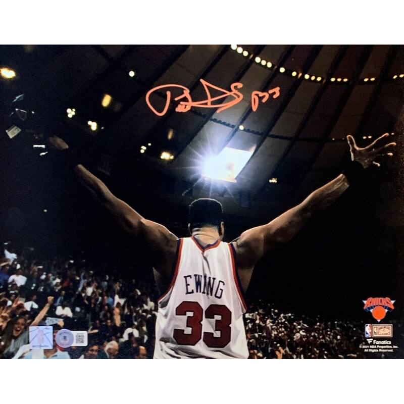 Patrick Ewing Autographed New York Knicks Signed 11x14 Basketball Photo Beckett COA - 8'6" x 11'6"