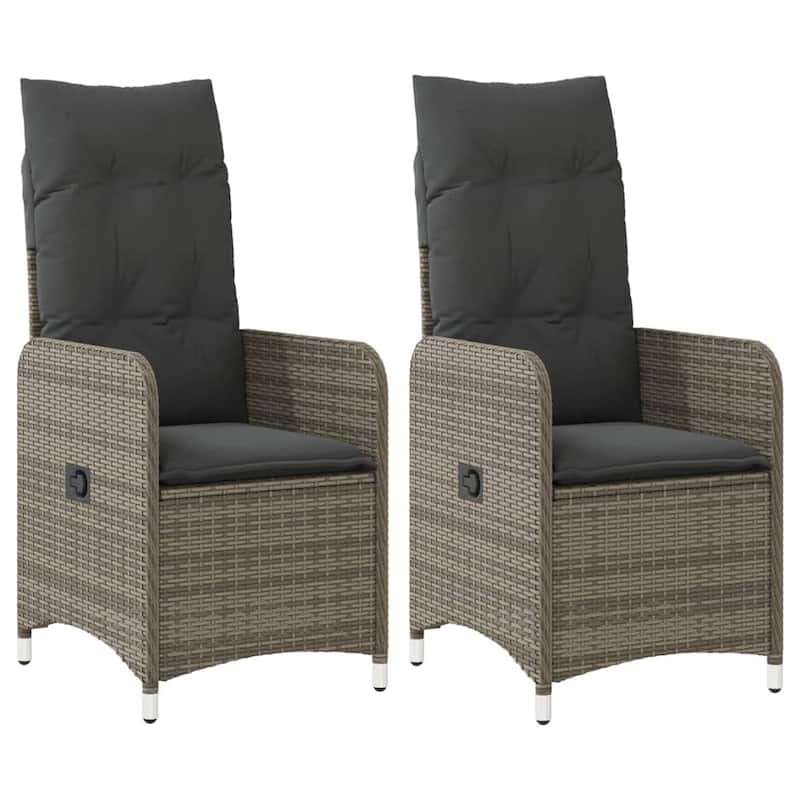 vidaXL Reclining Patio Chair with Cushions Outdoor Seat Furniture Poly Rattan
