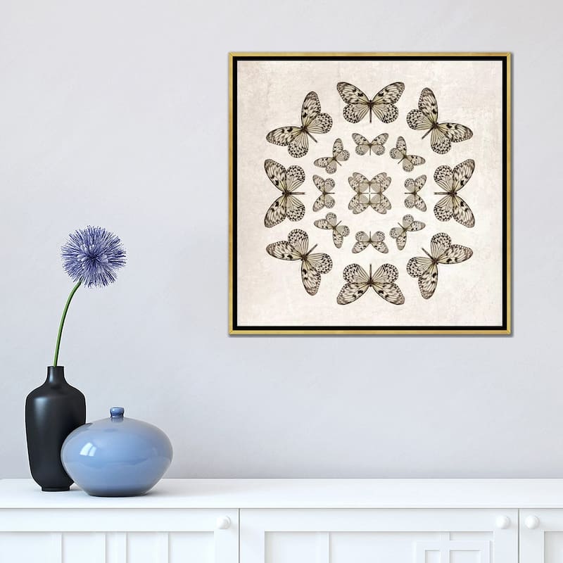 iCanvas "Rice Paper Butterfly Circles" by Alyson Fennell Framed Canvas Print