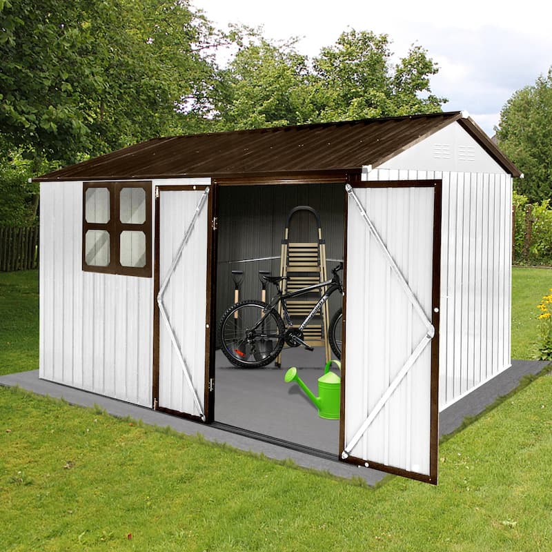 10ftx8ft Metal Garden Sheds Outdoor Storage Sheds with Window