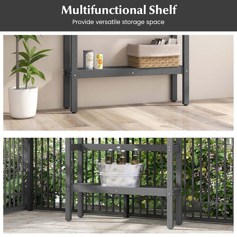 Costway 48" Outdoor Bar Table with Storage Shelf & Adjustable Foot - See Details