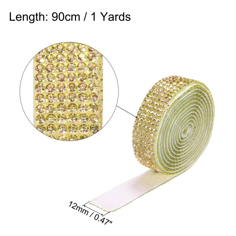3 Roll 1 Yard 12mm Self Adhesive Crystal Ribbon - Light Yellow