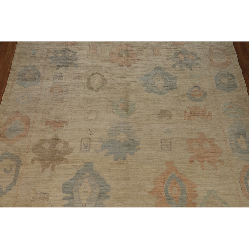 Oushak Turkish Area Rug Handmade Vegetable Dye Wool Carpet - 9'0"x 11'11"