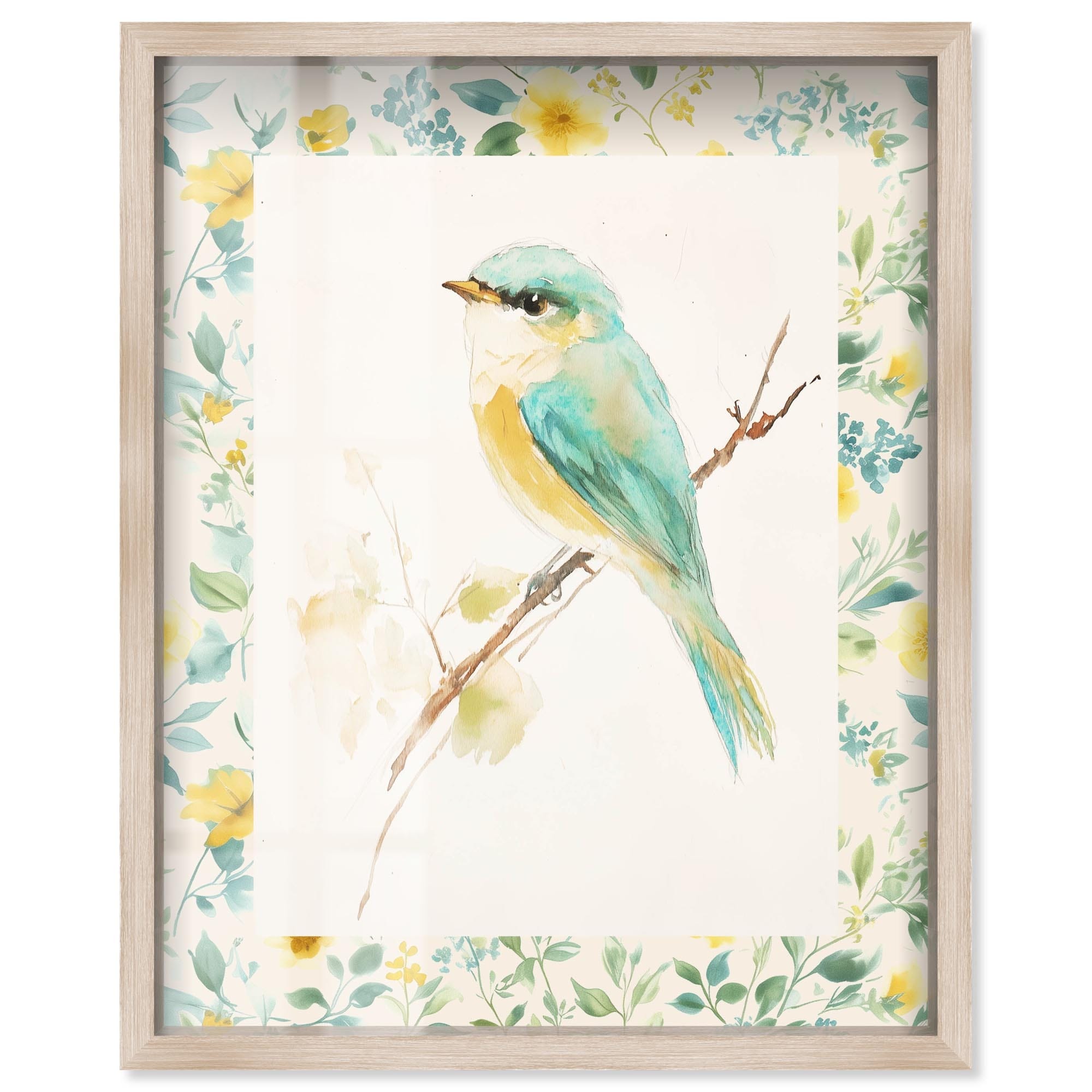 Gentle Bird Botanical Art Shadowbox Print by Art Remedy