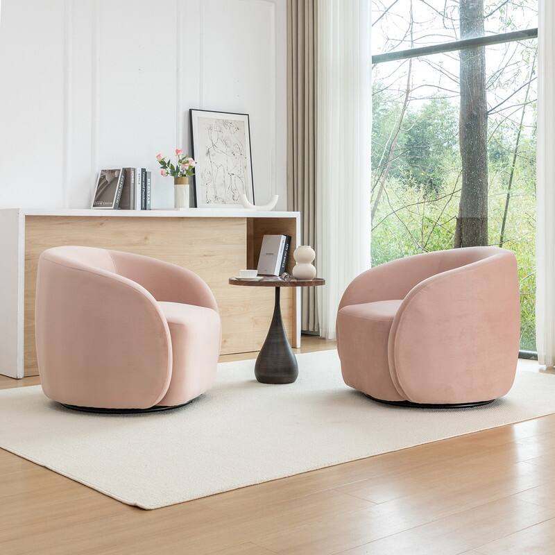 SEYNAR Modern Glam Velvet Upholstered 360 Degree Swivel Accent Armchair Set of 2