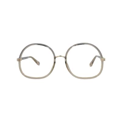 Chloé Round-Frame Injection Optical Frames, Transparent Lens, Shiny Gradient Transparent Grey/Sand Frame