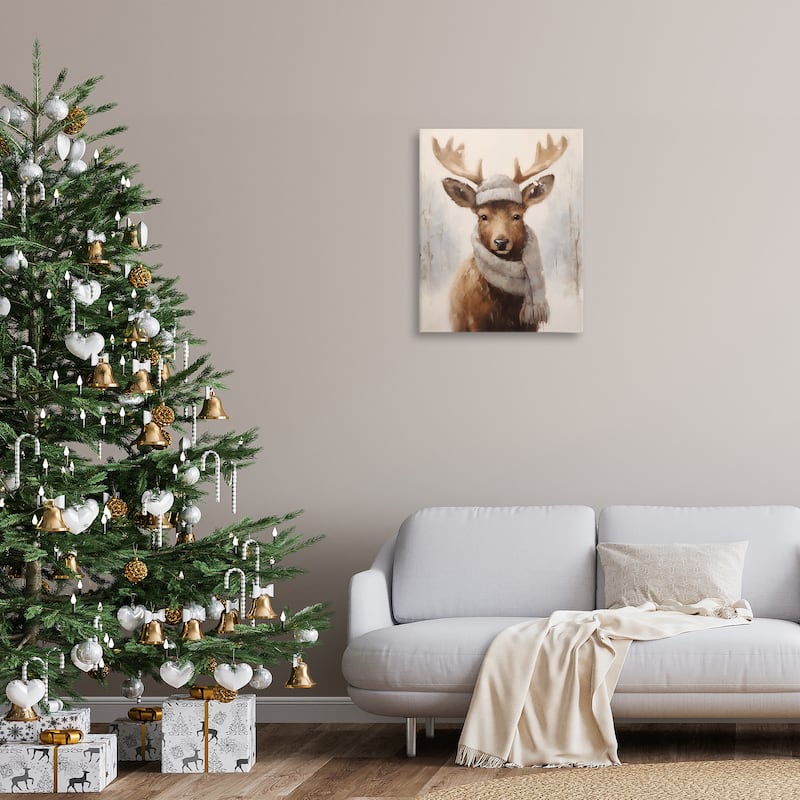 Stupell Cozy Winter Deer Fawn Canvas Wall Art Design By Arlington Prints