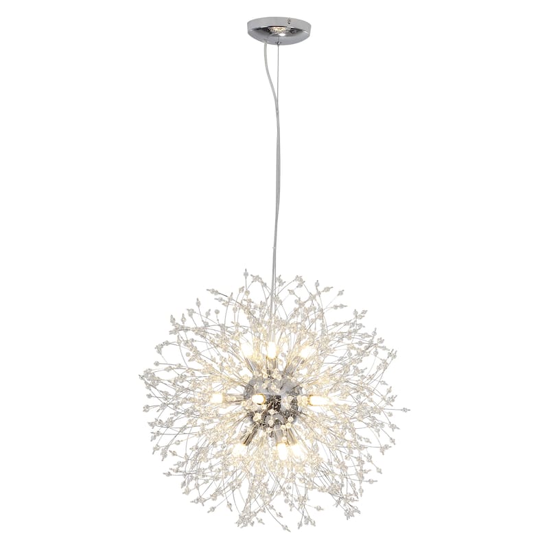 12-Light Linear Foyer Chandelier Lighting with Blowball Accent for Dining Room Kitchen Island - Chrome
