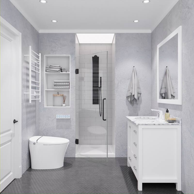 ANZZI Fellow 24" x 70" Frameless Hinged Shower Door in Gunmetal