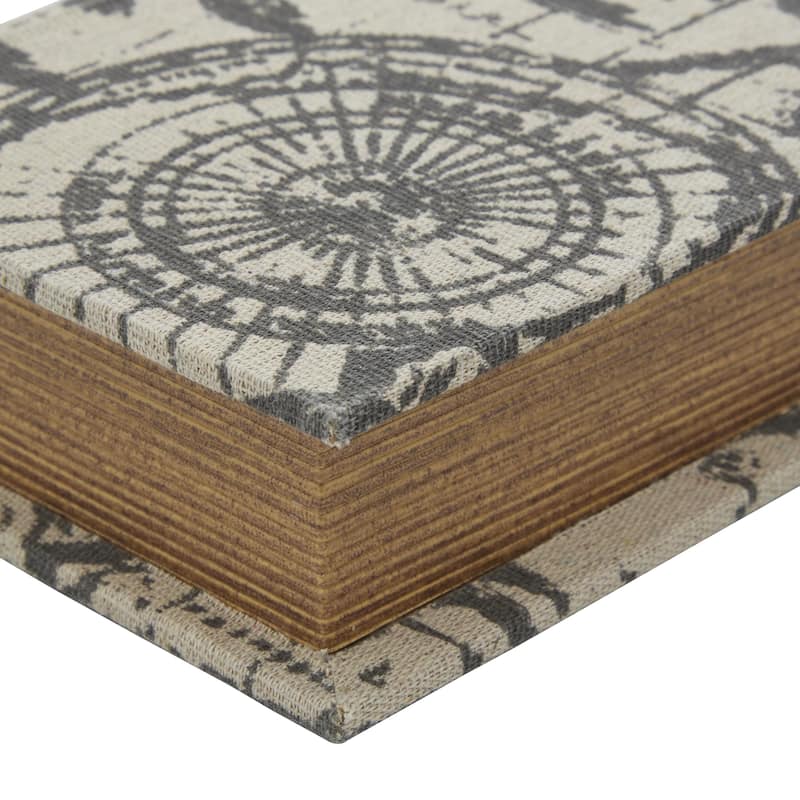 Faux Leather or Linen Fabric Book Storage Box - Set of 3 White, Beige, Black, Red or Light Gray - Roche River Decor