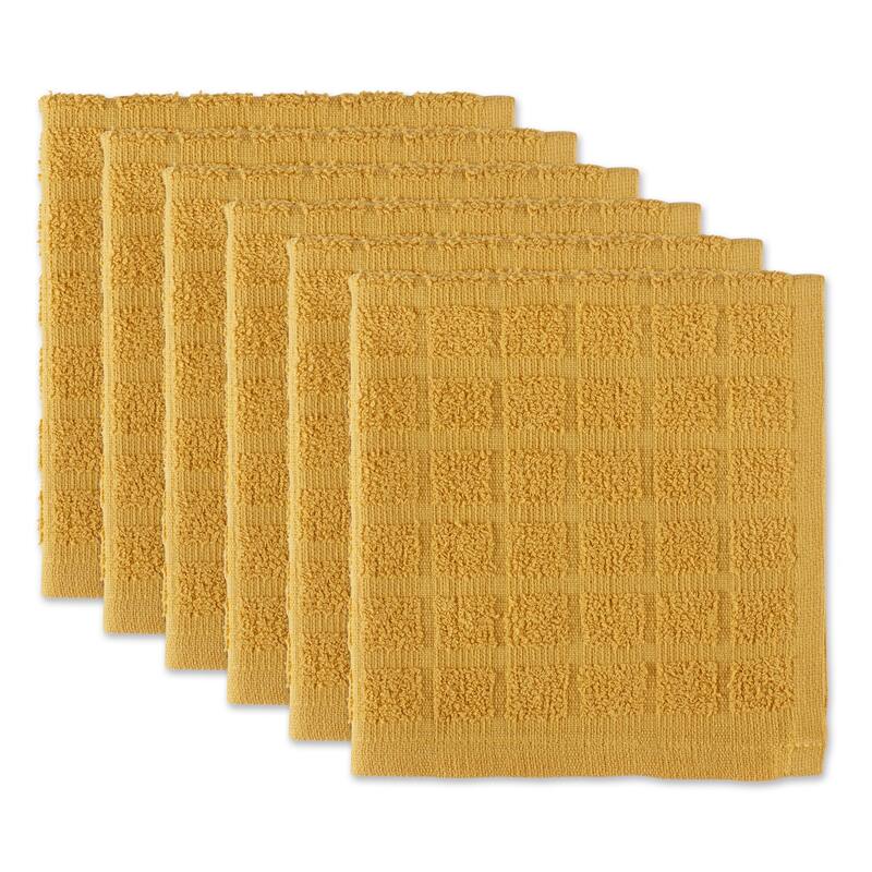DII Solid Windowpane Terry Dishcloth Set of 6