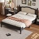 preview thumbnail 1 of 18, Wooden Queen Size Vintage Platform Bed with Rattan Headboard amd Slat Support Black