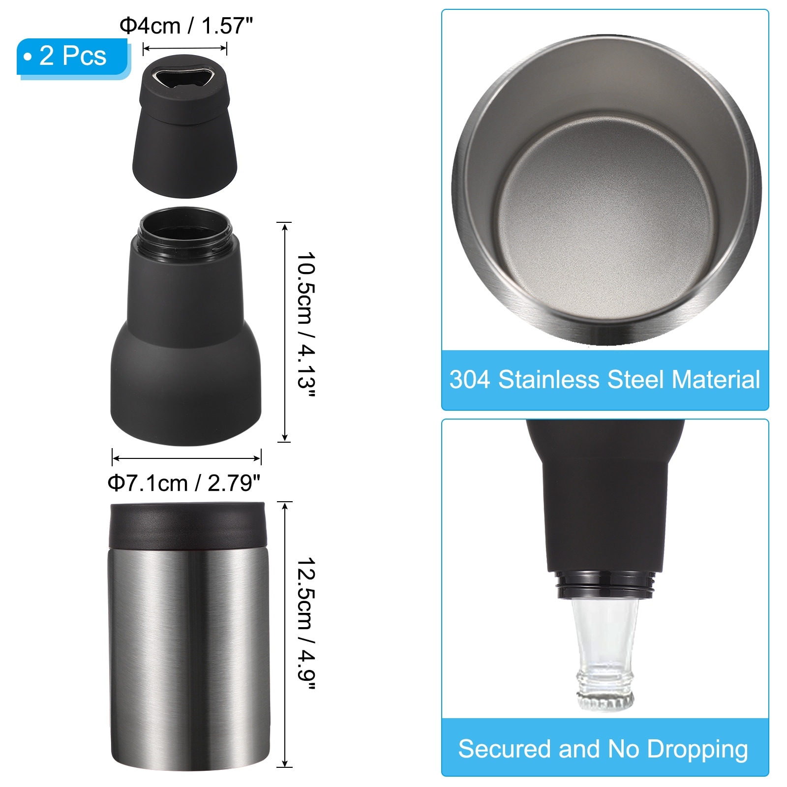 Slim Skinny Can Insulated Beer Sleeve Drink Holder with Bottle Opener for Beer Soda Coffee Regular Cans and Bottles - 12oz