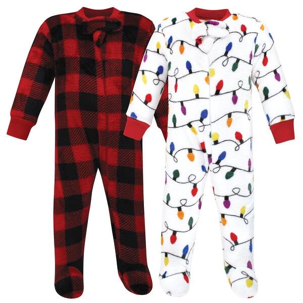 slide 1 of 1, Hudson Baby Infant Boy Plush Sleep and Play, Christmas Lights 0-3 Months - Christmas Lights