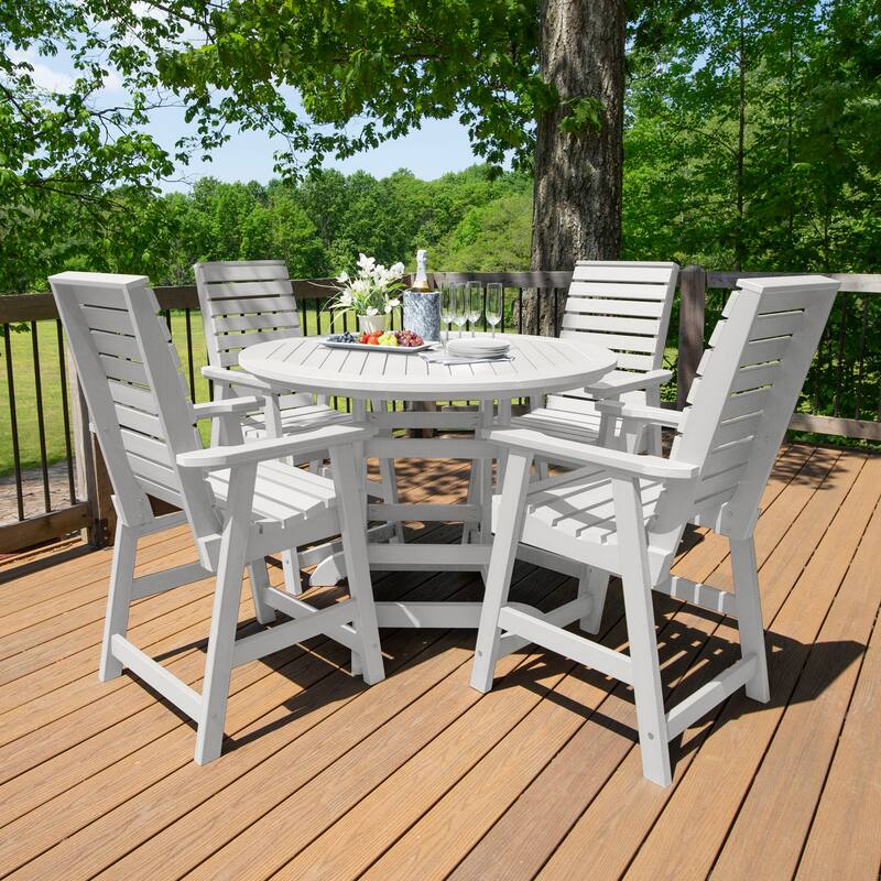Weatherly 5-piece Outdoor Dining Set - 48" Round Table, Counter-height