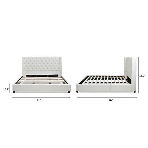 dimension image slide 0 of 4, Manhattan Tufted Wingback Headboard King Platform Bed