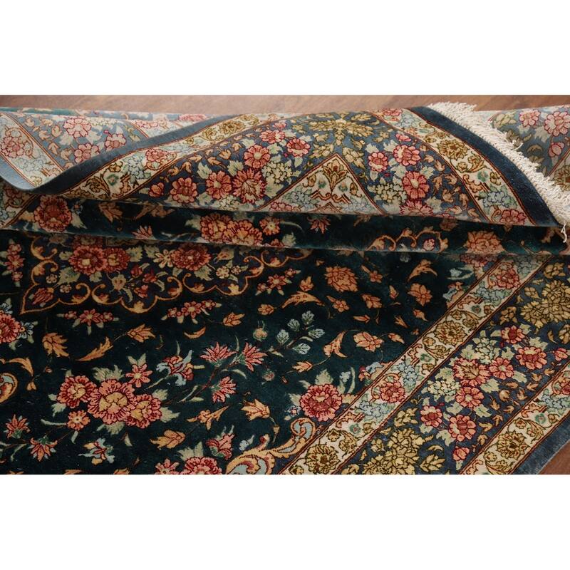 Floral Qum Persian Accent Rug Hand-Knotted Traditional Silk Carpet - 3'5"x 4'10"