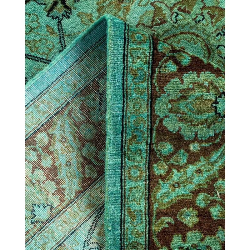 Overton Hand Knotted Wool Vintage Inspired Modern Contemporary Overdyed Blue Runner Rug - 3' 1" x 10' 1"