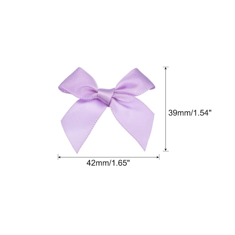 50Pcs Mini Ribbon Bow Mini Fabric Satin Ribbon Flower Bows - Light Purple