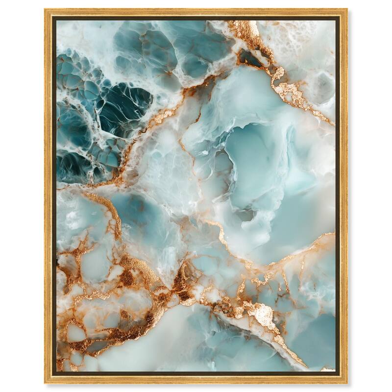 Teal Marble Majesty Canvas by Art Remedy - Gold - 30" x 36"