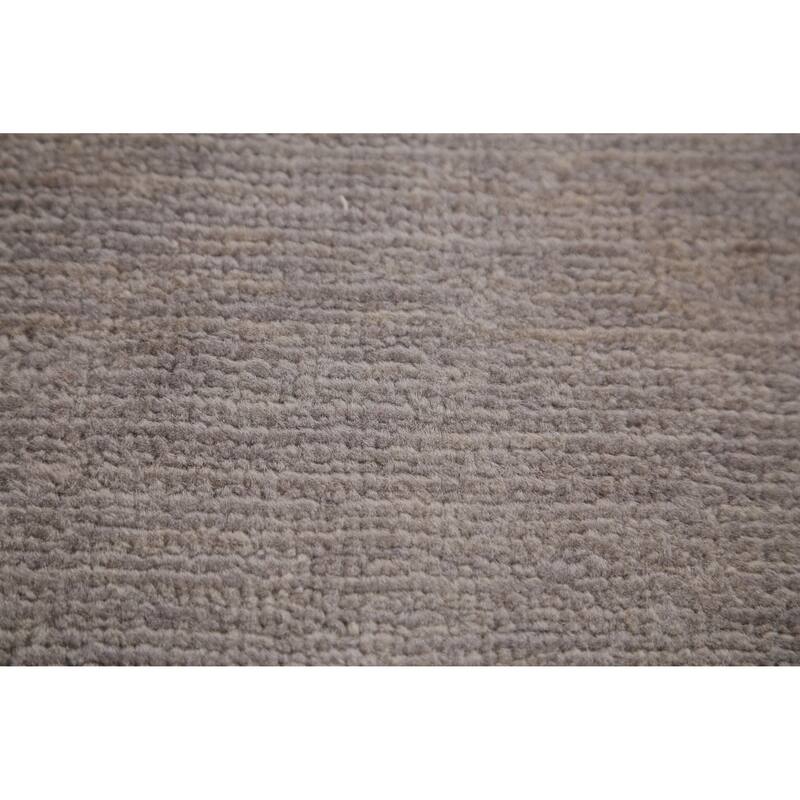 Hand Knotted Oriental 100% Wool Carpet Modern Solid Greys & Charcoal Gabbeh Runner Rug - 10' 4'' X 3' 0''